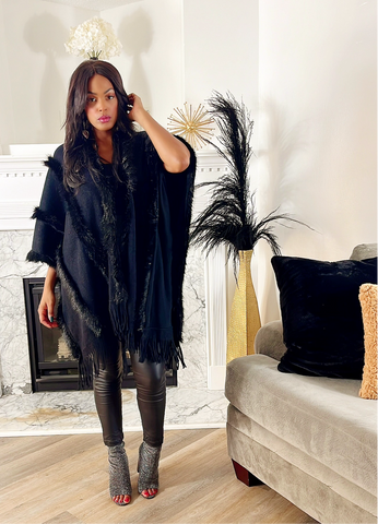 Bougie in Black | Fur Poncho