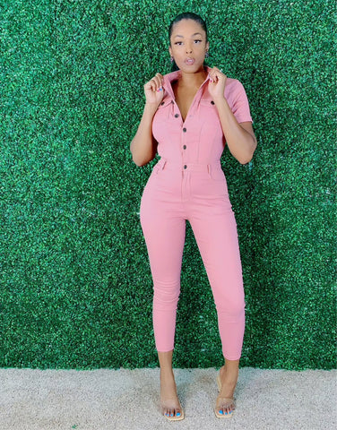 Sweeter in Pink | Denim Jumpsuit